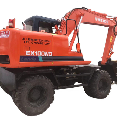 Купить Использованный экскаватор на колесах Hitachi EX100W с двигателем ISUZU и другим гидравлическим насосом Производство в сети